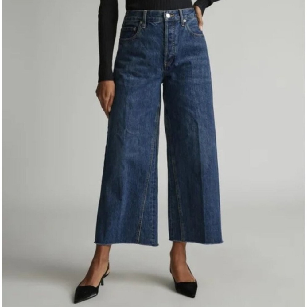 Everlane Wide Leg Crop Jeans‎ High Rise Dark Wash Denim Comfort Size 26